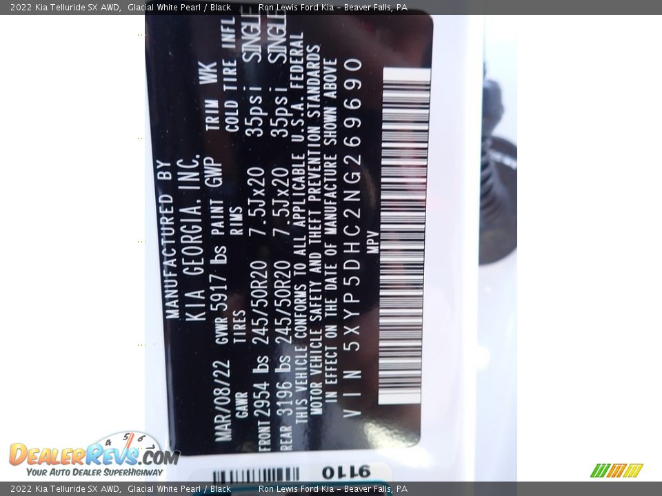 2022 Kia Telluride SX AWD Glacial White Pearl / Black Photo #20