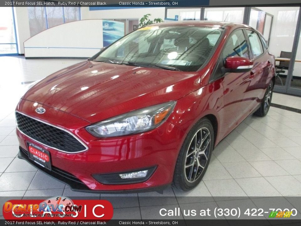 2017 Ford Focus SEL Hatch Ruby Red / Charcoal Black Photo #1