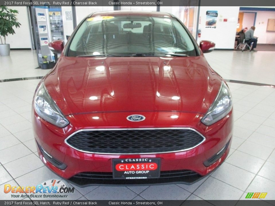 2017 Ford Focus SEL Hatch Ruby Red / Charcoal Black Photo #2