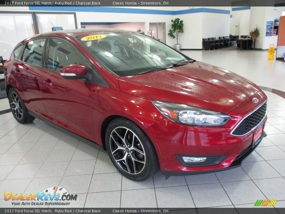 2017 Ford Focus SEL Hatch Ruby Red / Charcoal Black Photo #3