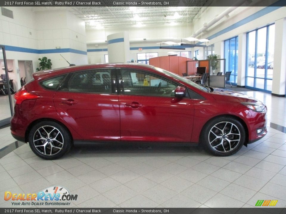 2017 Ford Focus SEL Hatch Ruby Red / Charcoal Black Photo #4