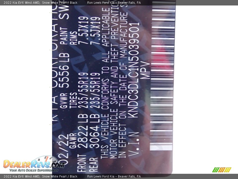 2022 Kia EV6 Wind AWD Snow White Pearl / Black Photo #20