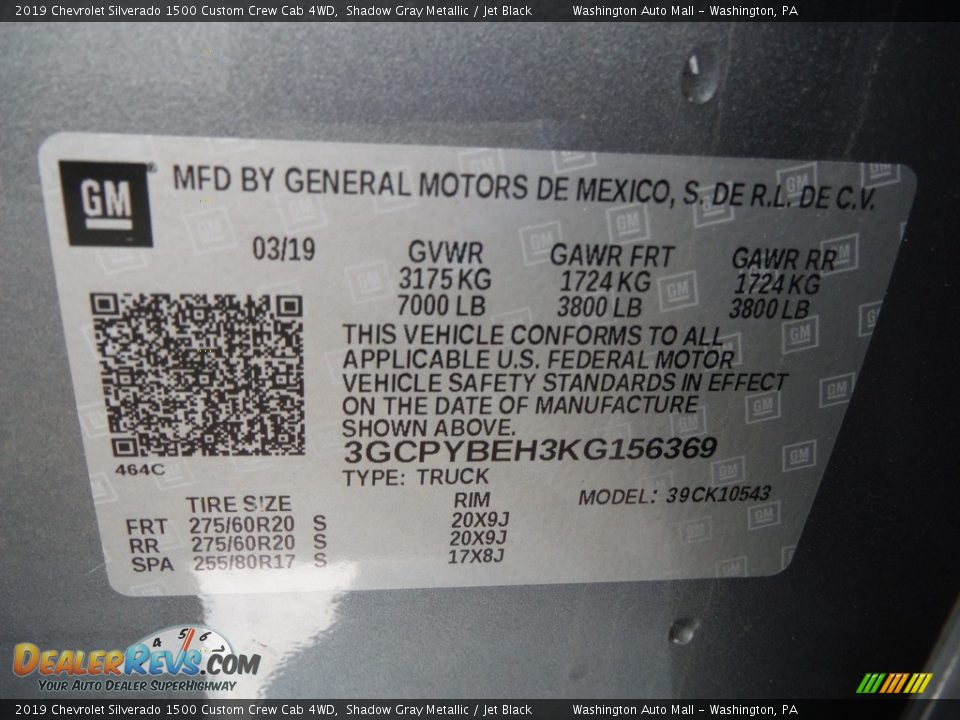 2019 Chevrolet Silverado 1500 Custom Crew Cab 4WD Shadow Gray Metallic / Jet Black Photo #28