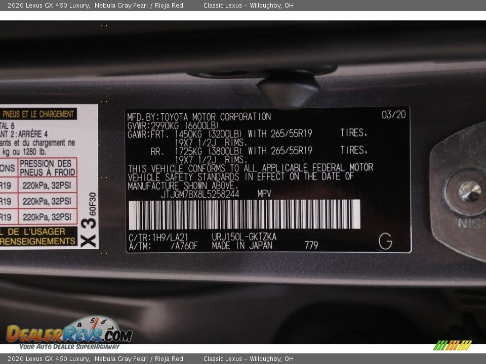 2020 Lexus GX 460 Luxury Nebula Gray Pearl / Rioja Red Photo #26