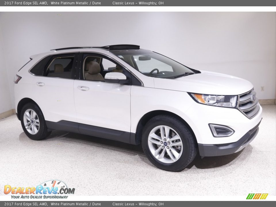 2017 Ford Edge SEL AWD White Platinum Metallic / Dune Photo #1