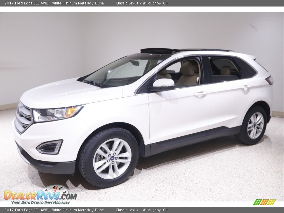 2017 Ford Edge SEL AWD White Platinum Metallic / Dune Photo #3