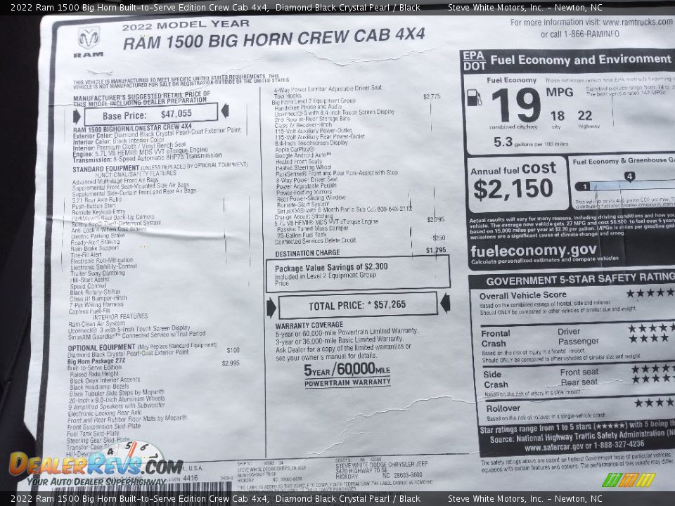 2022 Ram 1500 Big Horn Built-to-Serve Edition Crew Cab 4x4 Window Sticker Photo #30