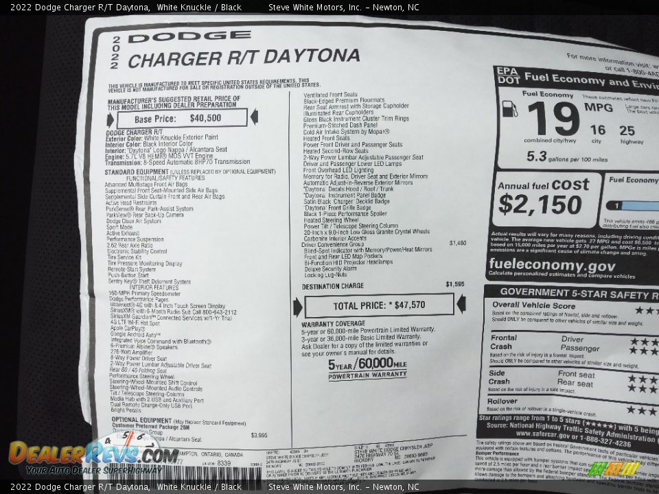 2022 Dodge Charger R/T Daytona Window Sticker Photo #23