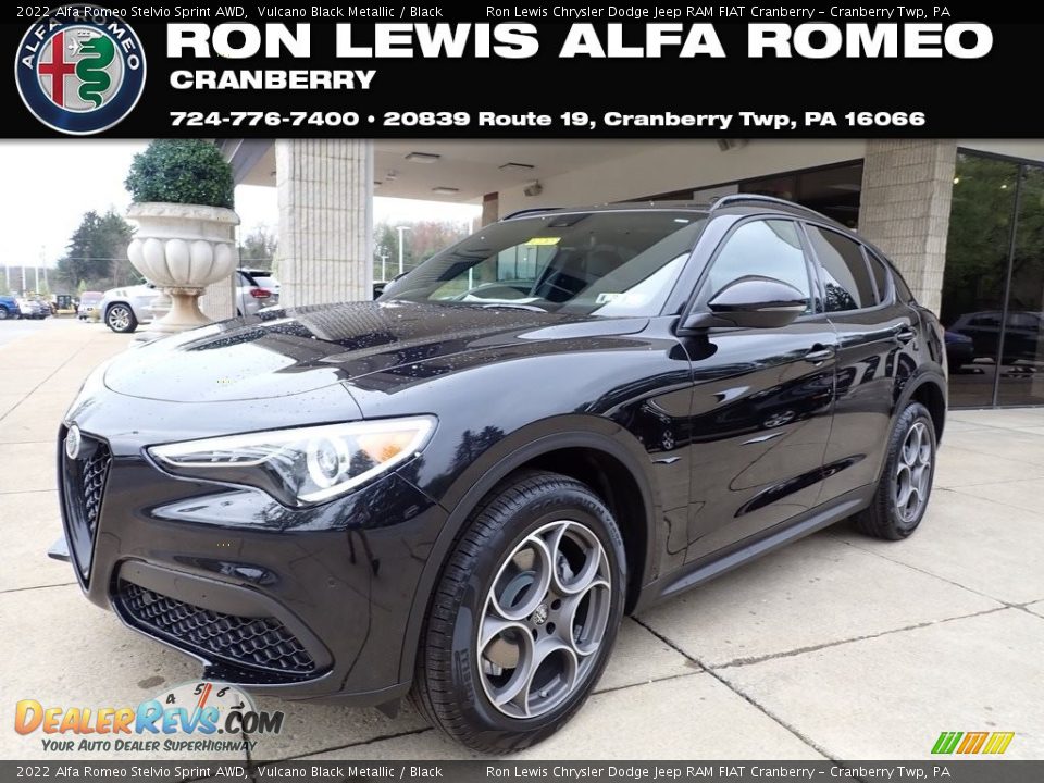 2022 Alfa Romeo Stelvio Sprint AWD Vulcano Black Metallic / Black Photo #1