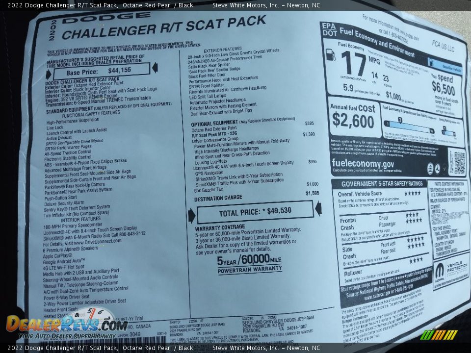 2022 Dodge Challenger R/T Scat Pack Window Sticker Photo #28