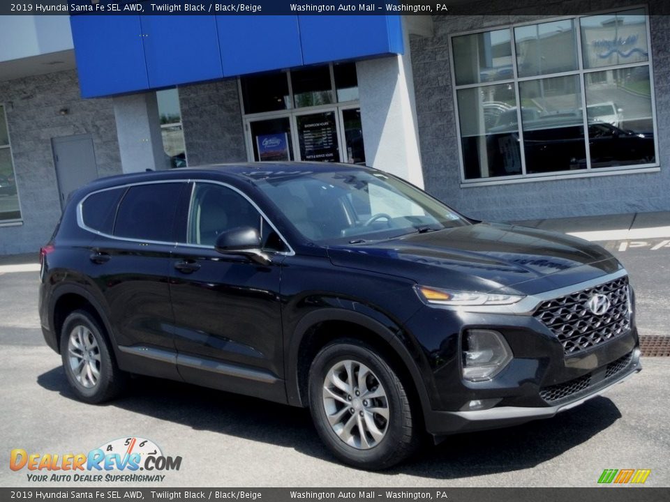2019 Hyundai Santa Fe SEL AWD Twilight Black / Black/Beige Photo #1