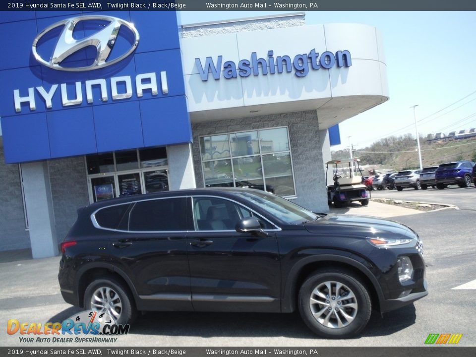 2019 Hyundai Santa Fe SEL AWD Twilight Black / Black/Beige Photo #2