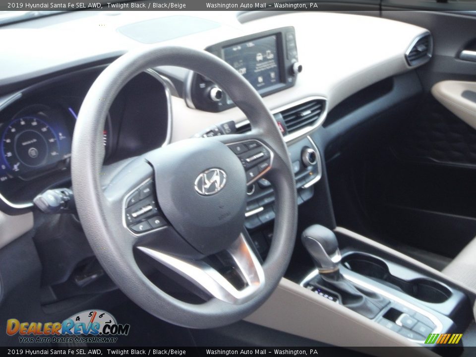 2019 Hyundai Santa Fe SEL AWD Twilight Black / Black/Beige Photo #11