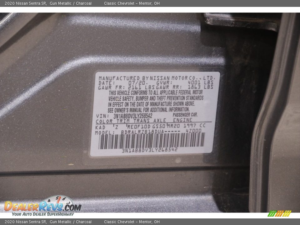 2020 Nissan Sentra SR Gun Metallic / Charcoal Photo #20