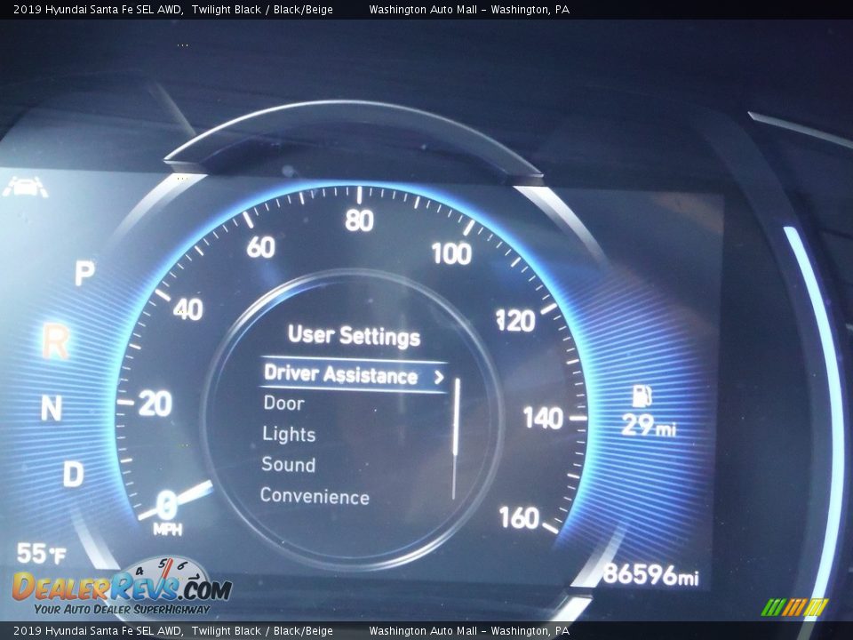 2019 Hyundai Santa Fe SEL AWD Twilight Black / Black/Beige Photo #30