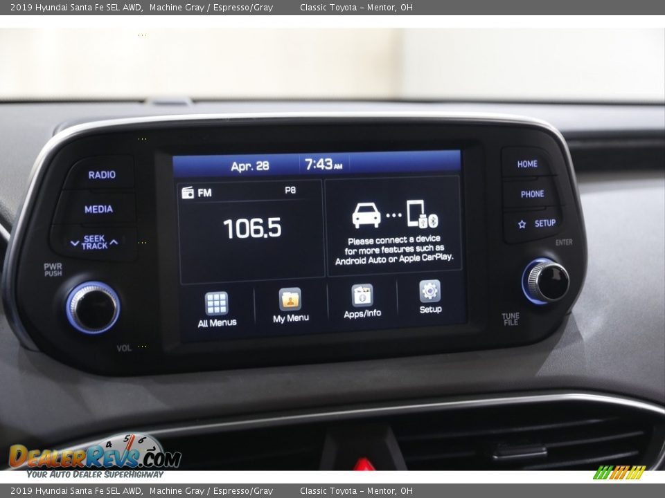 2019 Hyundai Santa Fe SEL AWD Machine Gray / Espresso/Gray Photo #10