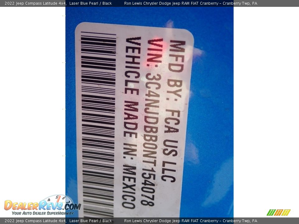 2022 Jeep Compass Latitude 4x4 Laser Blue Pearl / Black Photo #20
