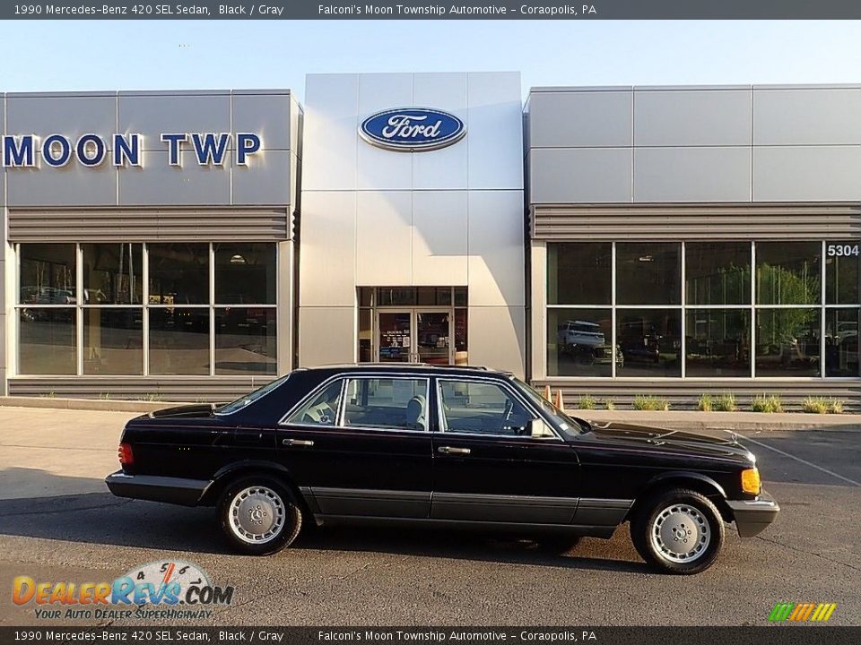 1990 Mercedes-Benz 420 SEL Sedan Black / Gray Photo #1