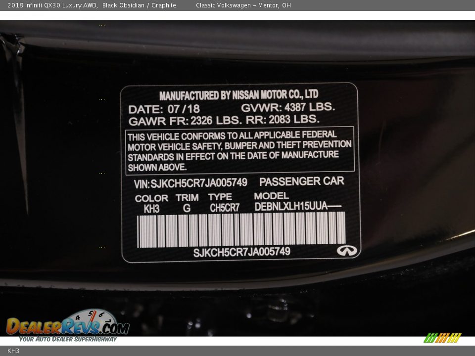 Infiniti Color Code KH3 Black Obsidian