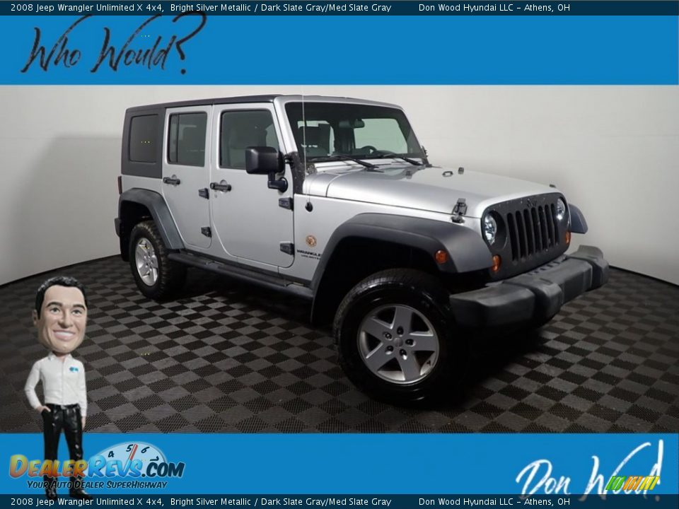 2008 Jeep Wrangler Unlimited X 4x4 Bright Silver Metallic / Dark Slate Gray/Med Slate Gray Photo #1
