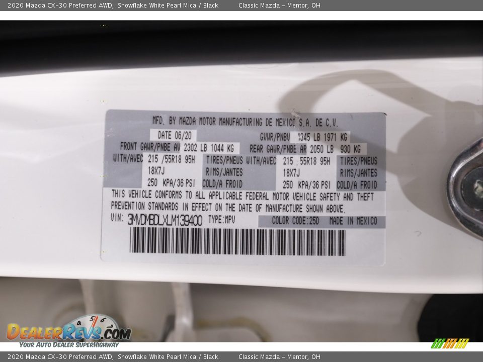 2020 Mazda CX-30 Preferred AWD Snowflake White Pearl Mica / Black Photo #19