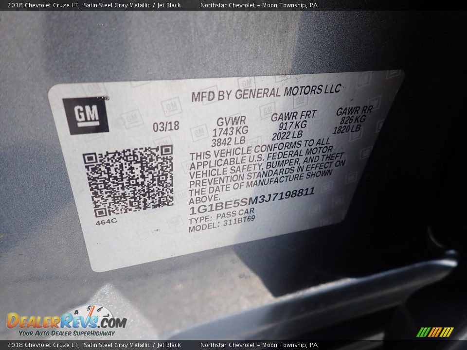 2018 Chevrolet Cruze LT Satin Steel Gray Metallic / Jet Black Photo #28