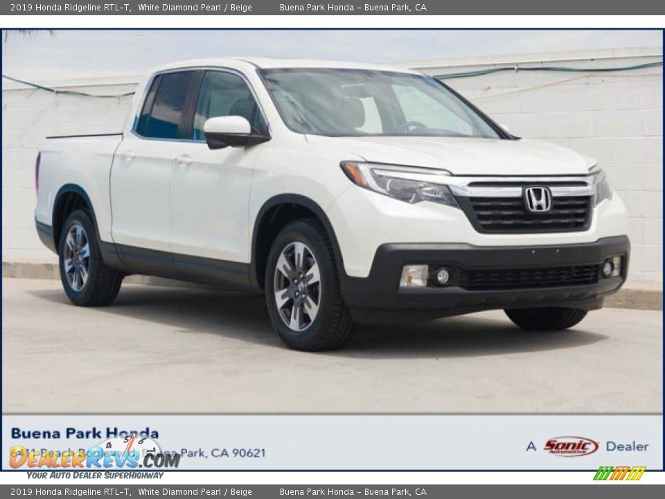 2019 Honda Ridgeline RTL-T White Diamond Pearl / Beige Photo #1