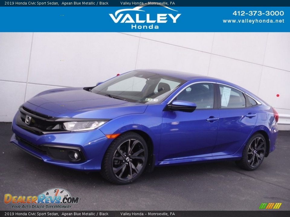2019 Honda Civic Sport Sedan Agean Blue Metallic / Black Photo #1