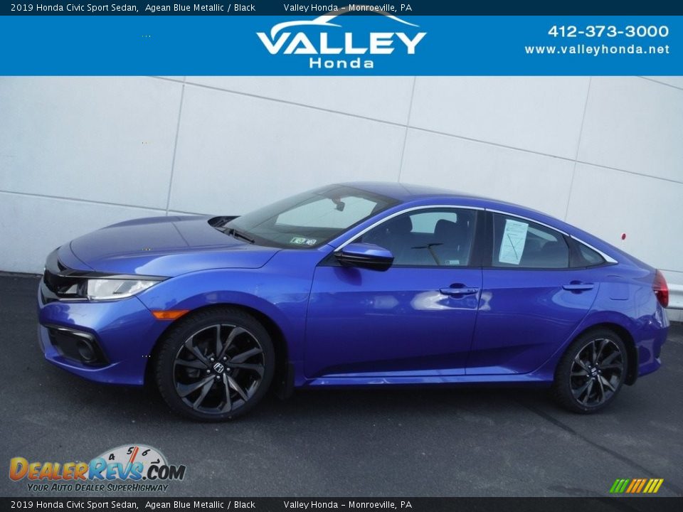 2019 Honda Civic Sport Sedan Agean Blue Metallic / Black Photo #2