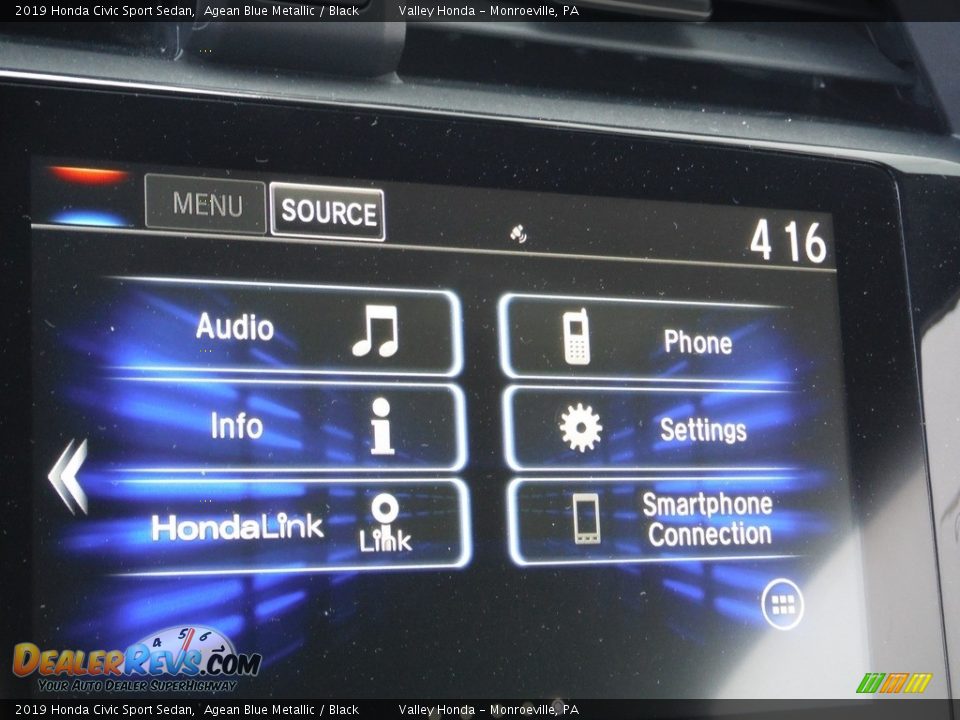 2019 Honda Civic Sport Sedan Agean Blue Metallic / Black Photo #16