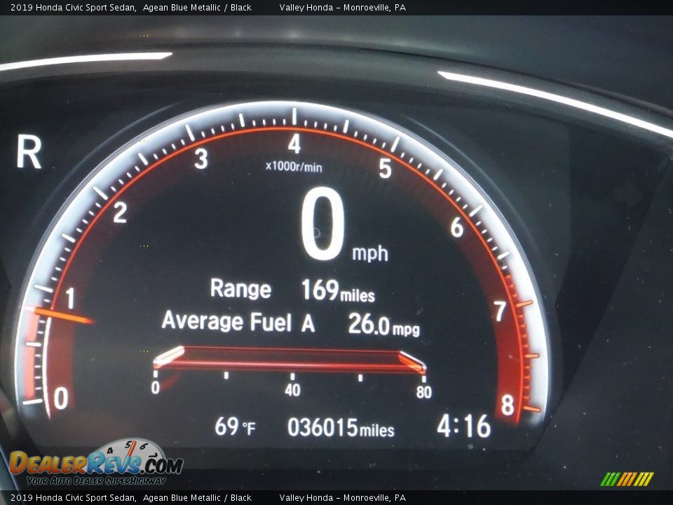 2019 Honda Civic Sport Sedan Agean Blue Metallic / Black Photo #28