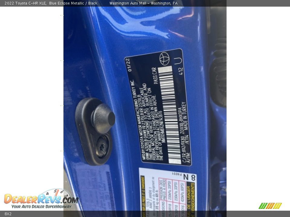Toyota Color Code 8X2 Blue Eclipse Metallic