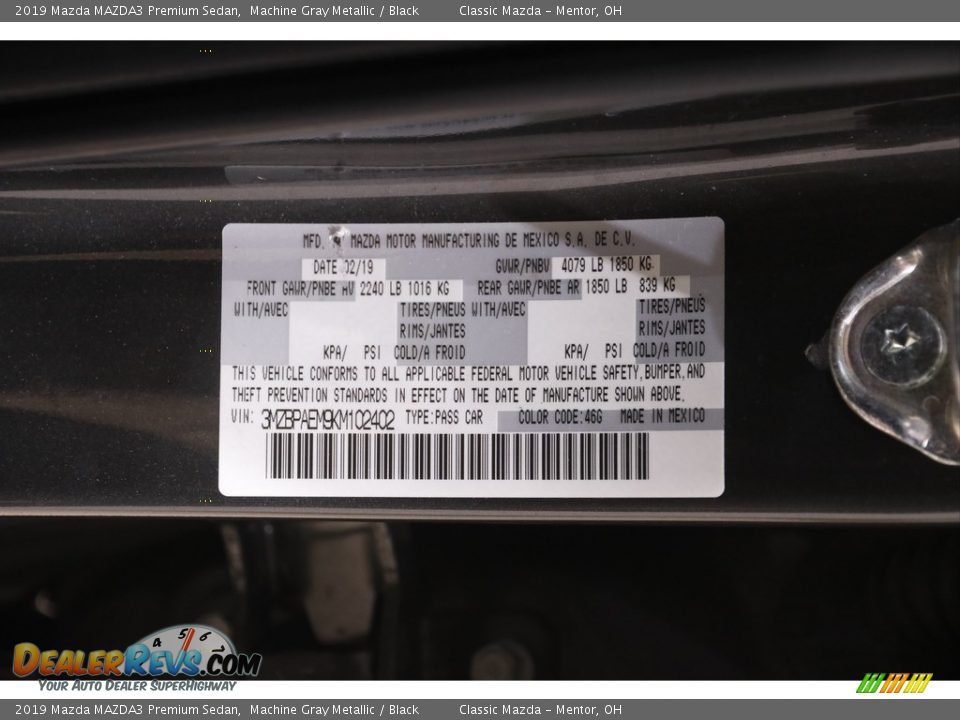 2019 Mazda MAZDA3 Premium Sedan Machine Gray Metallic / Black Photo #20