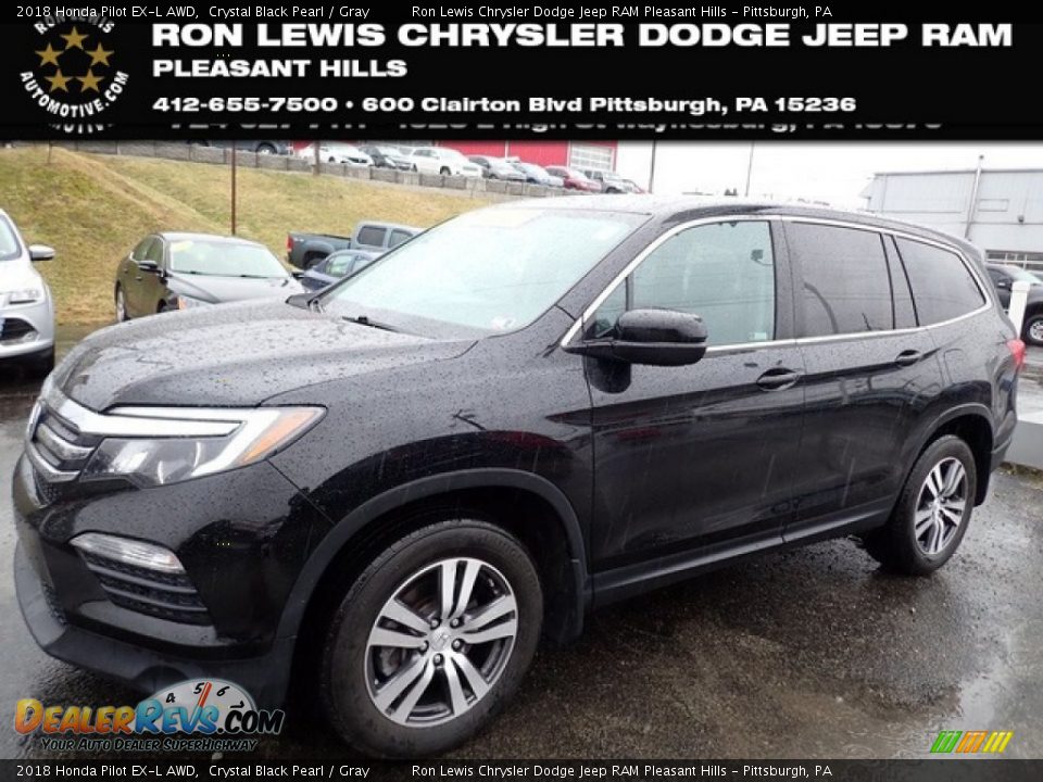 2018 Honda Pilot EX-L AWD Crystal Black Pearl / Gray Photo #1