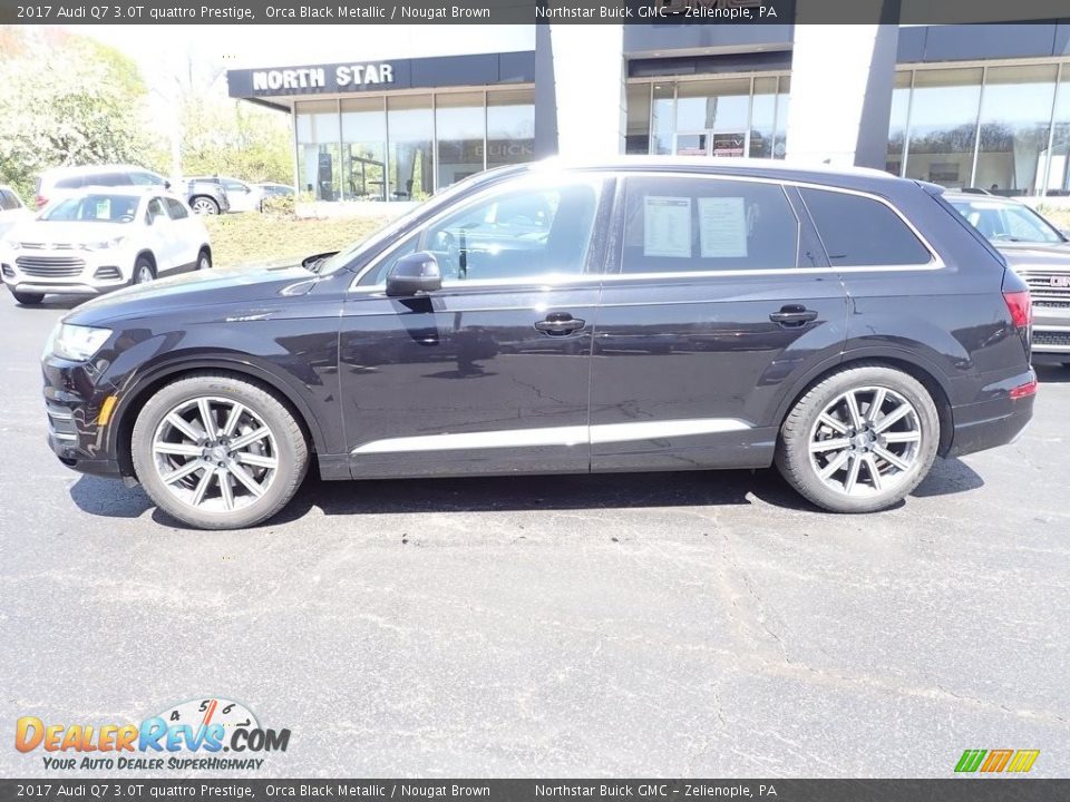 2017 Audi Q7 3.0T quattro Prestige Orca Black Metallic / Nougat Brown Photo #2