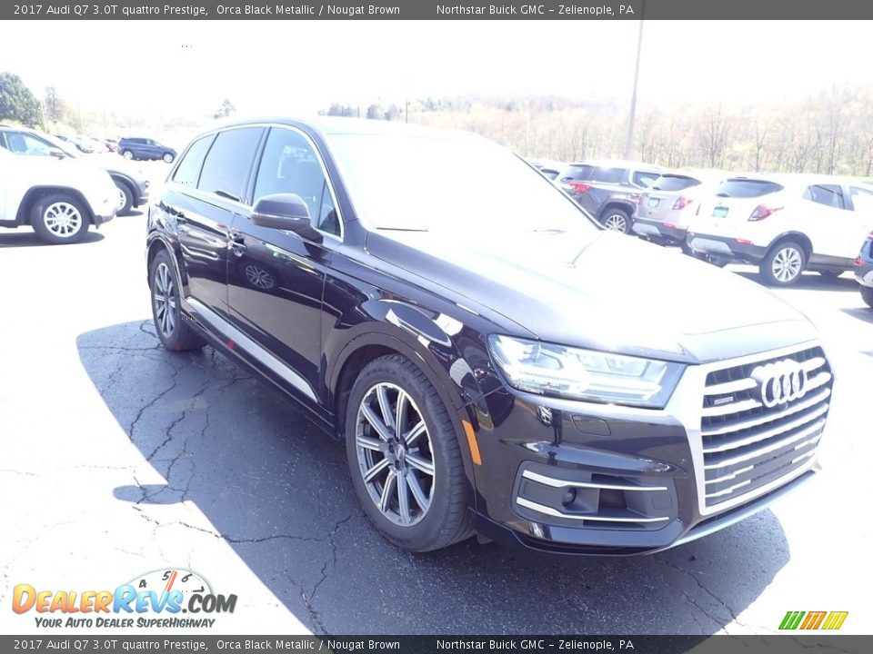 2017 Audi Q7 3.0T quattro Prestige Orca Black Metallic / Nougat Brown Photo #9