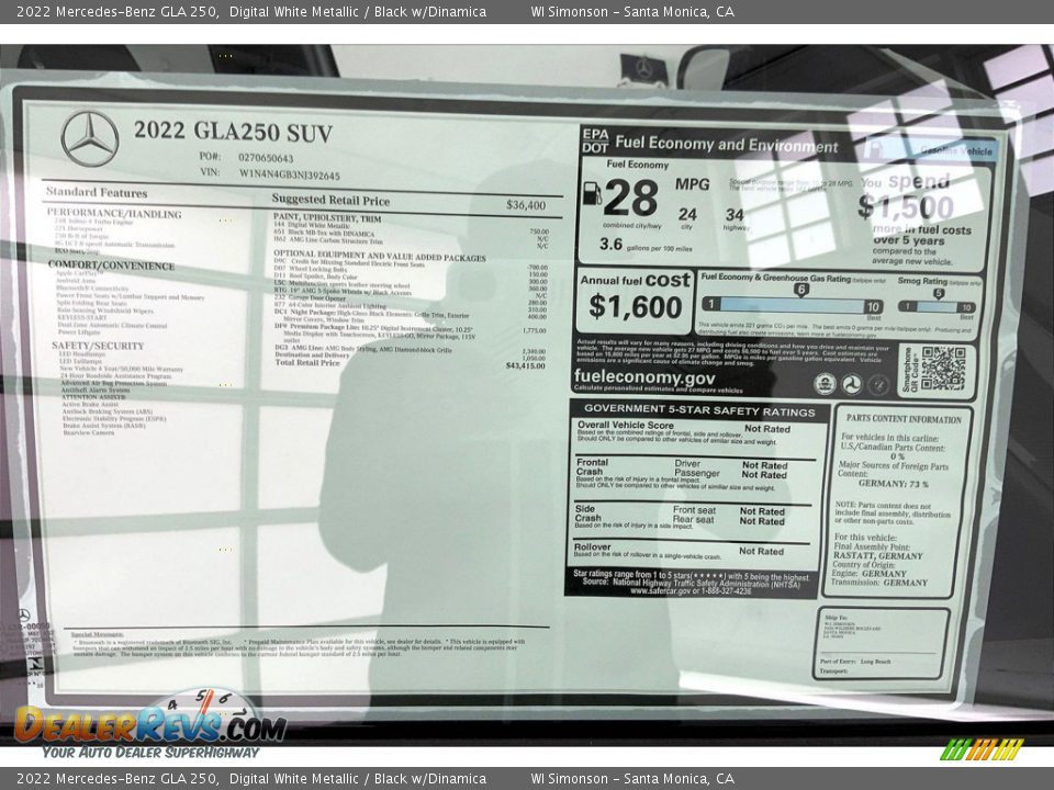 2022 Mercedes-Benz GLA 250 Digital White Metallic / Black w/Dinamica Photo #13