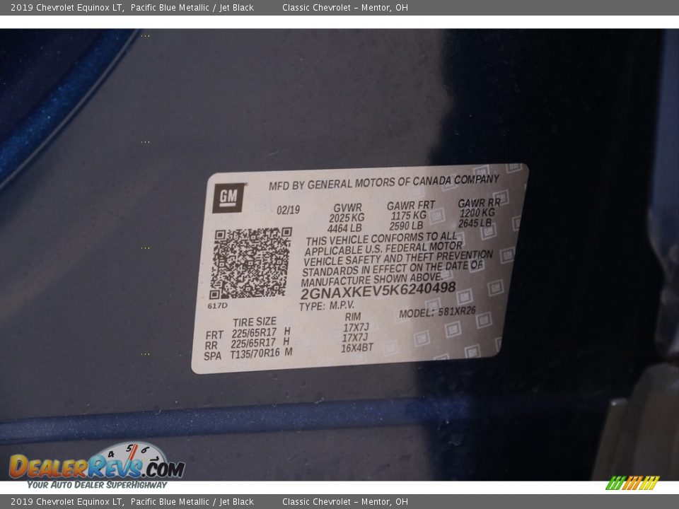 2019 Chevrolet Equinox LT Pacific Blue Metallic / Jet Black Photo #19