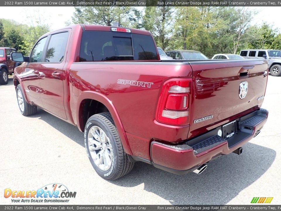 2022 Ram 1500 Laramie Crew Cab 4x4 Delmonico Red Pearl / Black/Diesel Gray Photo #3