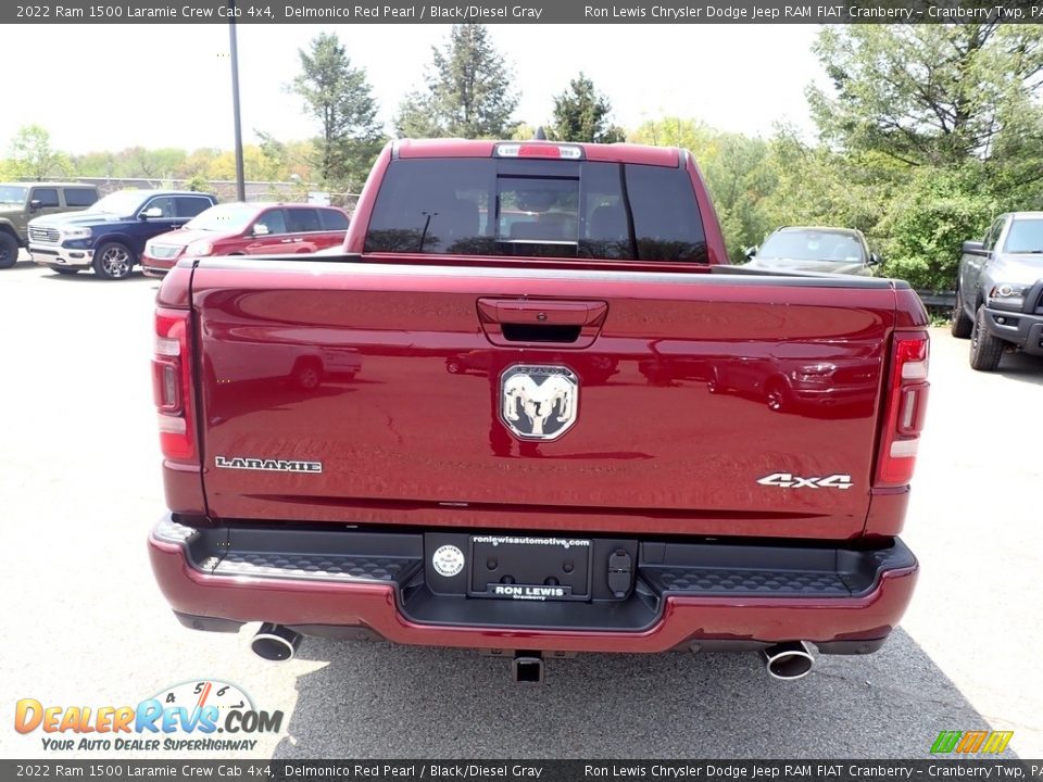 2022 Ram 1500 Laramie Crew Cab 4x4 Delmonico Red Pearl / Black/Diesel Gray Photo #4