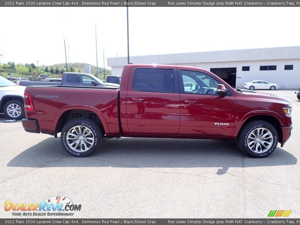 2022 Ram 1500 Laramie Crew Cab 4x4 Delmonico Red Pearl / Black/Diesel Gray Photo #6