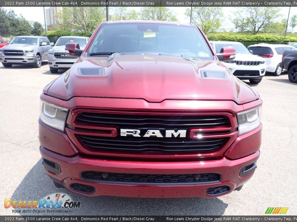 2022 Ram 1500 Laramie Crew Cab 4x4 Delmonico Red Pearl / Black/Diesel Gray Photo #8