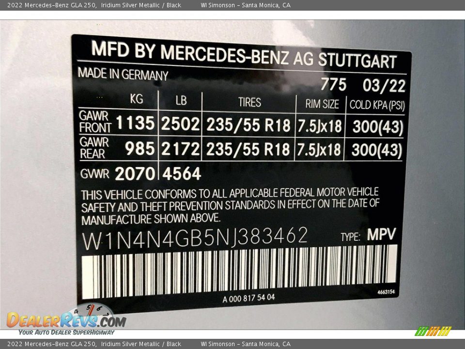 2022 Mercedes-Benz GLA 250 Iridium Silver Metallic / Black Photo #11