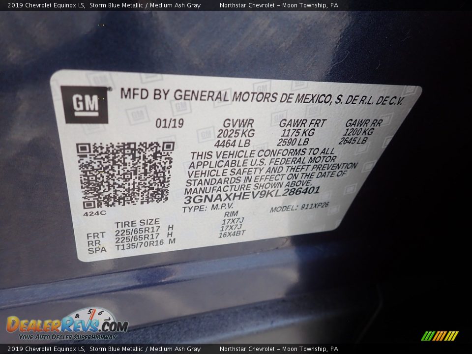 2019 Chevrolet Equinox LS Storm Blue Metallic / Medium Ash Gray Photo #28