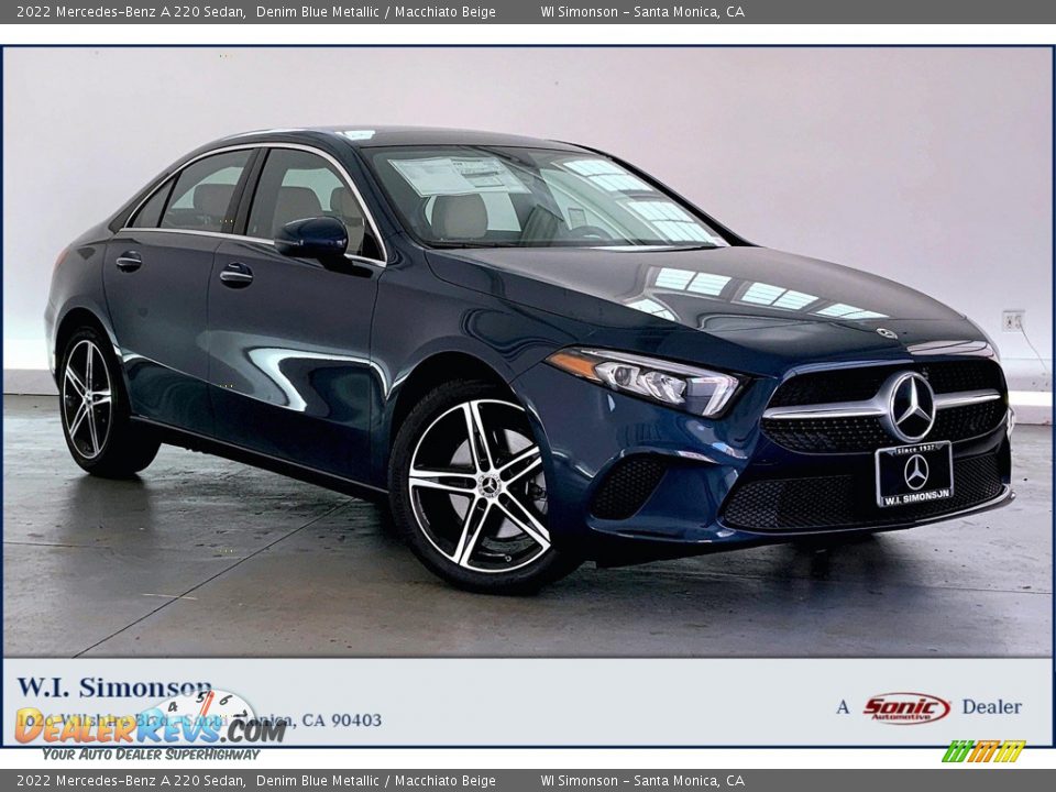 2022 Mercedes-Benz A 220 Sedan Denim Blue Metallic / Macchiato Beige Photo #1