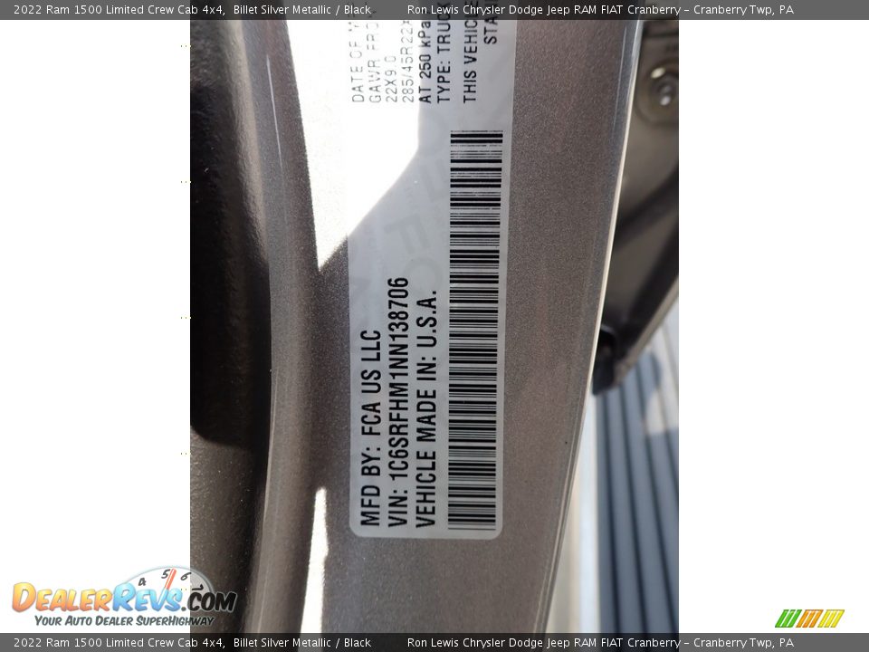 2022 Ram 1500 Limited Crew Cab 4x4 Billet Silver Metallic / Black Photo #20