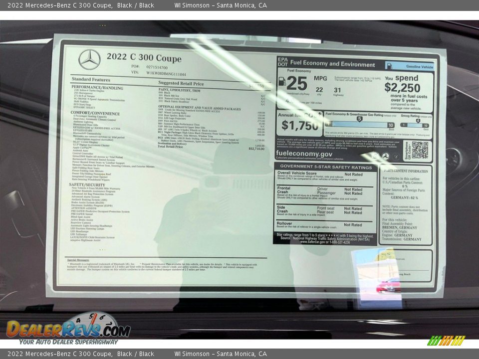 2022 Mercedes-Benz C 300 Coupe Window Sticker Photo #13