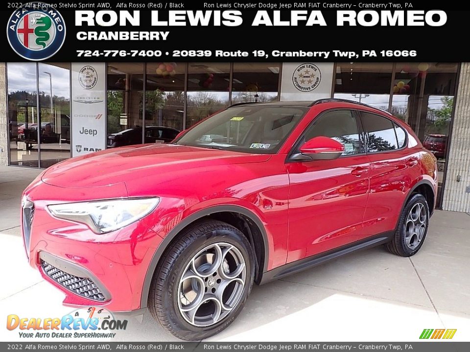 2022 Alfa Romeo Stelvio Sprint AWD Alfa Rosso (Red) / Black Photo #1