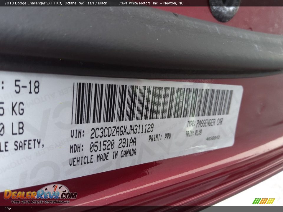 Dodge Color Code PRV Octane Red Pearl