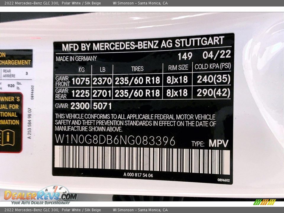 2022 Mercedes-Benz GLC 300 Polar White / Silk Beige Photo #11